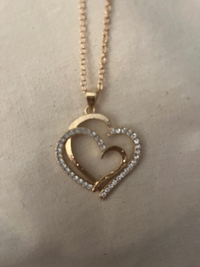 Gold Heart Pendant Necklace With Cubic Zirconia Accents